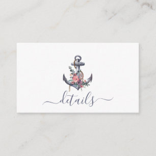 Nautical Floral Anker Hochzeitskarte Begleitkarte