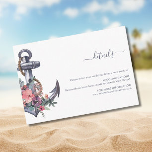 Nautical Floral Anker Hochzeitskarte Begleitkarte