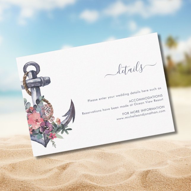 Nautical Floral Anker Hochzeitskarte Begleitkarte (Von Creator hochgeladen)