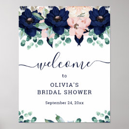 Nautical Floral | Bridal Shower Welcome Sign Poster