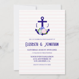 Nautical Floral Stripes Engagement Party Einladung