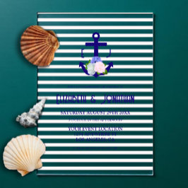 Nautical Floral Stripes Wedding Acryleinladungen