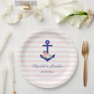 Nautical Floral Summer Wedding Pappteller