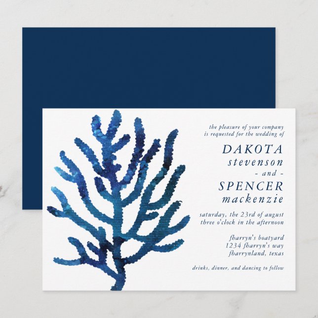 Nautical Galaxy Coral Reef | Beach Marina Wedding Einladung (Vorne/Hinten)
