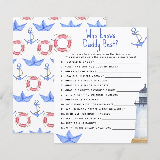 Nautical - Game Who kennt Daddy am besten (Vorne/Hinten)