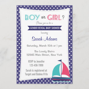 Nautical Gender Reveal Baby Shower Einladung