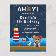 Nautical Girl Bear Red and Navy Birthday Party