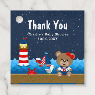 Nautical Girl Bear Red Baby Dusche Vielen Dank Geschenkanhänger
