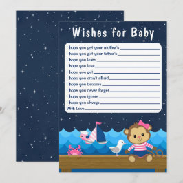 Nautical Girl Monkey Pink und Navy Wünsche für Bab Einladung