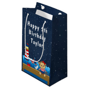 Nautical Girl Monkey Red and Navy Happy Birthday Kleine Geschenktüte