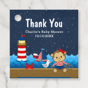 Nautical Girl Monkey Red Baby Dusche Vielen Dank Geschenkanhänger