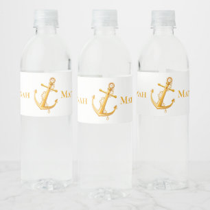 Nautical Gold Anchor Just Married Wedding Beach