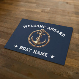 Nautical Gold Anchor Navy Blue Willkommensschiff Fußmatte