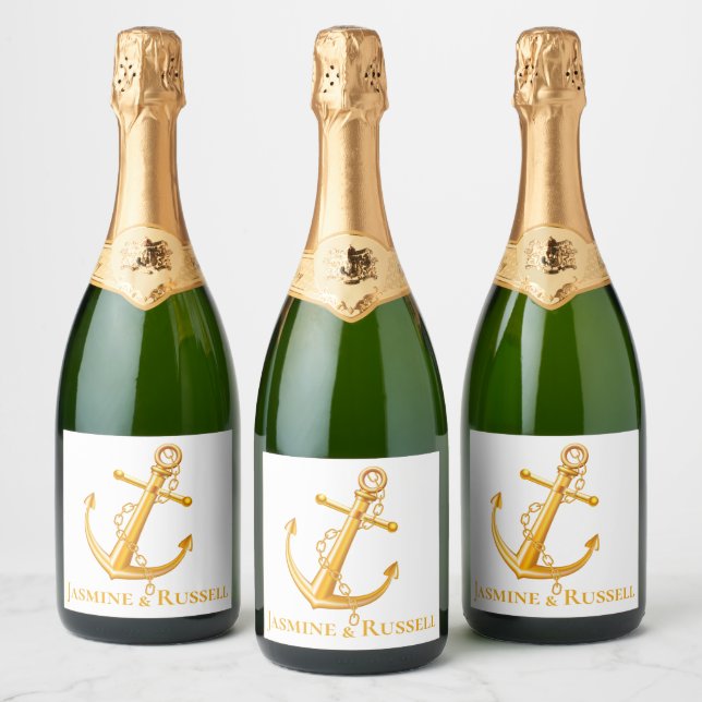 Nautical Gold Anchor Wedding Verlobung Beach (Flaschen)