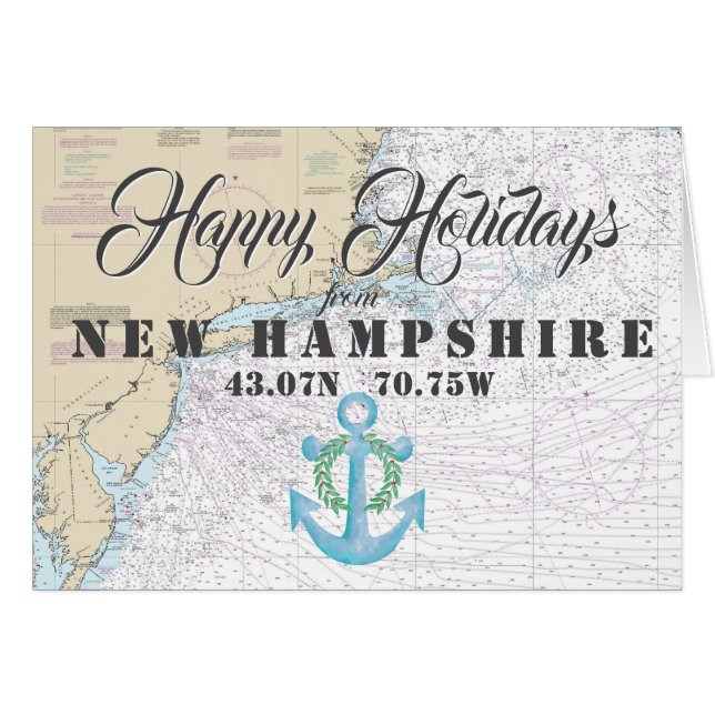 Nautical Happy Holidays aus New Hampshire (Vorderseite (Horizontal))