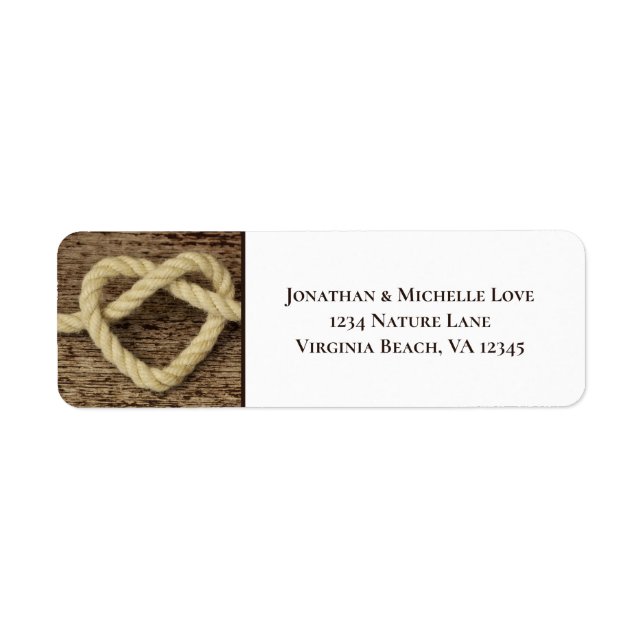 Nautical Heart Rope Knot Wood Hintergrundadresse (Vorne)