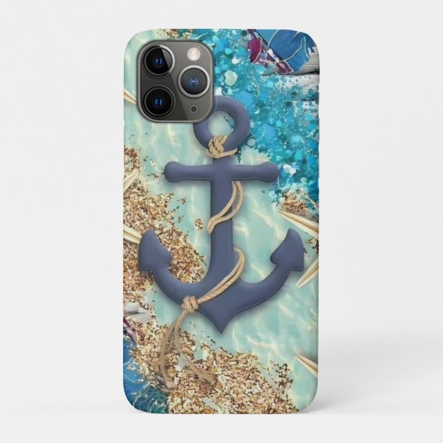 Nautical iPhone Case with Blue Anchor (Rückseite)
