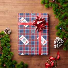 Nautical JOSS Compass Christmas Blue & Red Kariert Geschenkpapier
