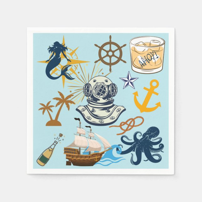   Nautical Junggesellenabschied Serviette (Vorderseite)