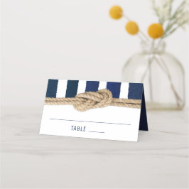 Nautical Knot Navy Stripes Wedding Platzkarte