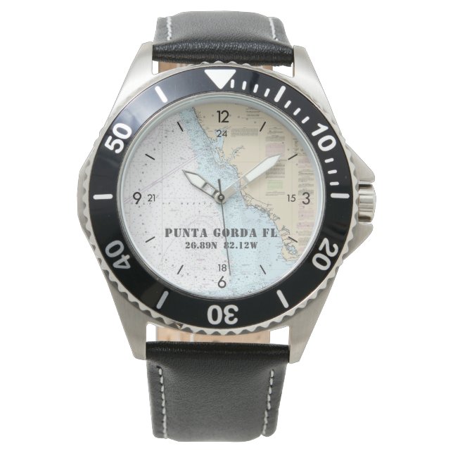 Nautical Latitude Longitude Boats South West FL Armbanduhr (Vorderseite)