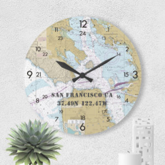 Nautical Latitude Longitude San Francisco 24-Hour Große Wanduhr