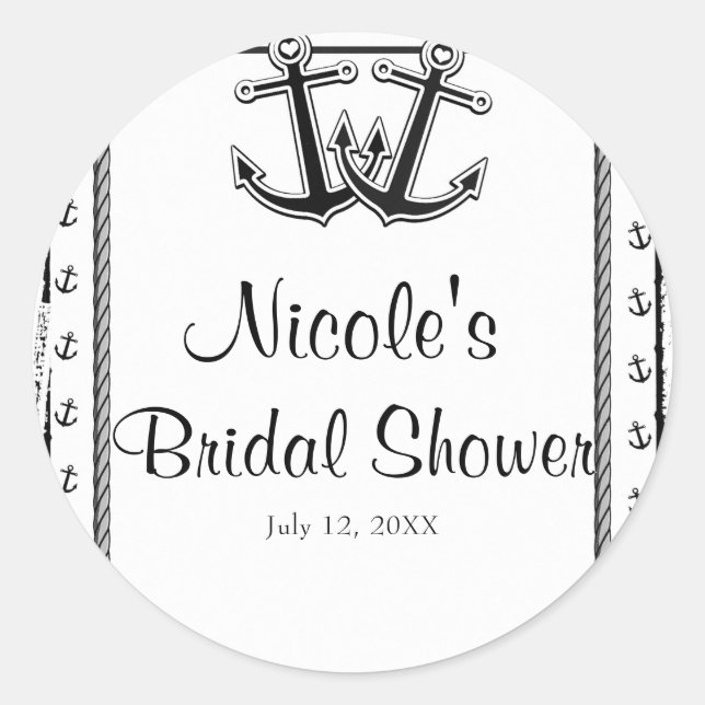 Nautical Liebe Anchors Beach Wedding Brautparty Runder Aufkleber (Vorderseite)