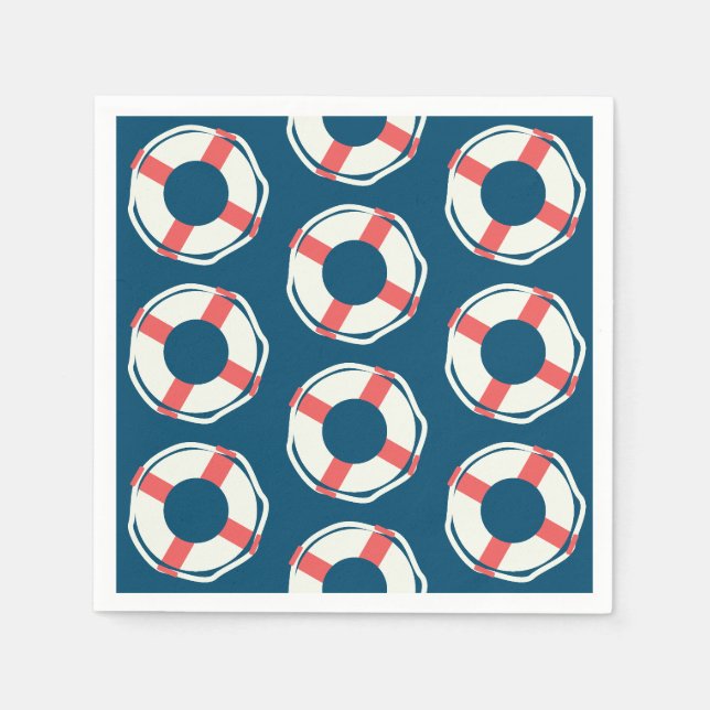 Nautical Lifesaver Baby Shower Boy Ocean Geburtsta Serviette (Vorderseite)
