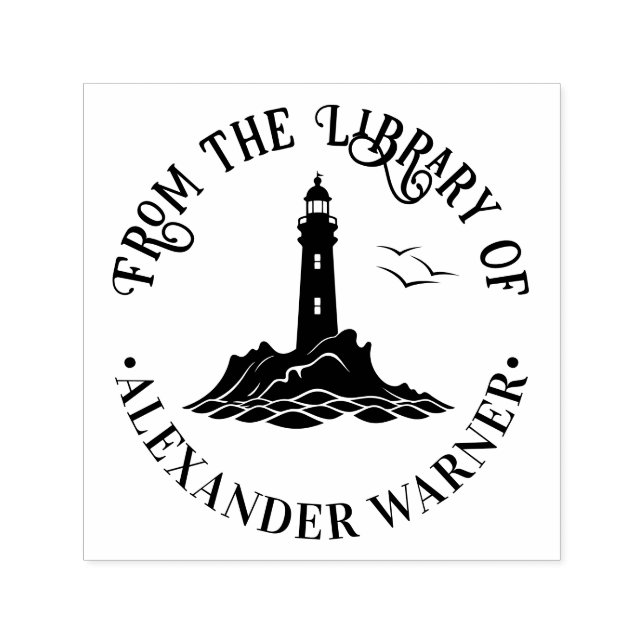Nautical Lighthouse #3 "From the library" Book Permastempel (Design)