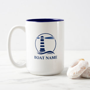 Nautical Lighthouse Add Boat oder Name Large Zweifarbige Tasse