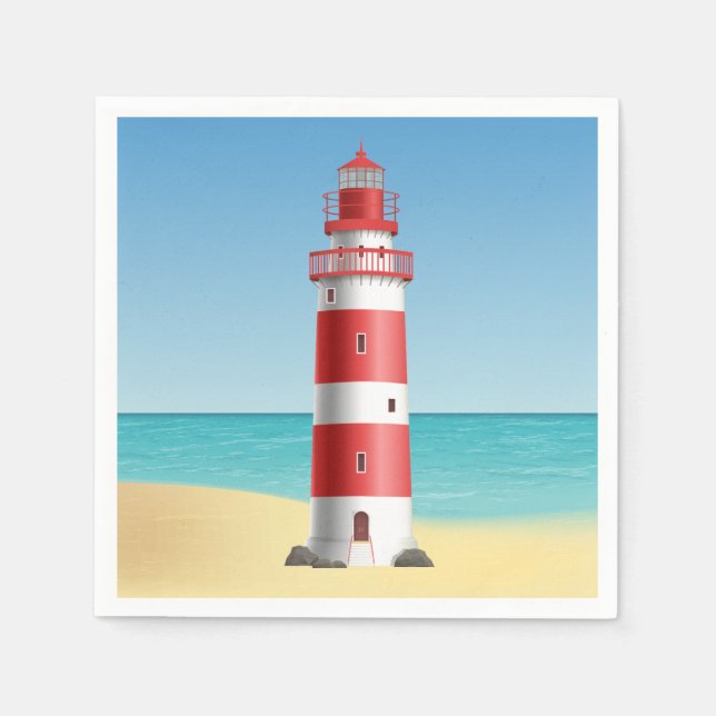 Nautical Lighthouse Beach Wedding Brautparty Serviette (Vorderseite)