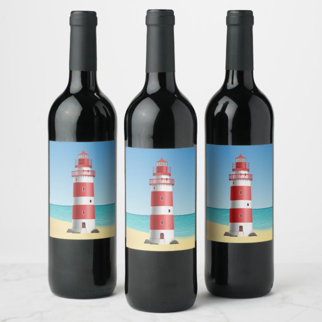 Nautical Lighthouse Beach Wedding Brautparty Weinetikett (Flaschen)