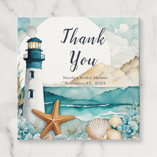 Nautical Lighthouse Brautparty Geschenkanhänger (Vorderseite)