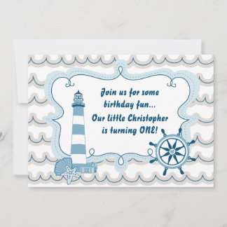 Nautical Lighthouse Erster Geburtstag Einladung fü