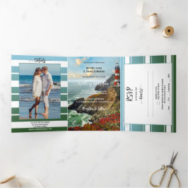 Nautical Lighthouse Hochzeit Dreifachfalten Einlad Dreifach Gefaltete Einladung