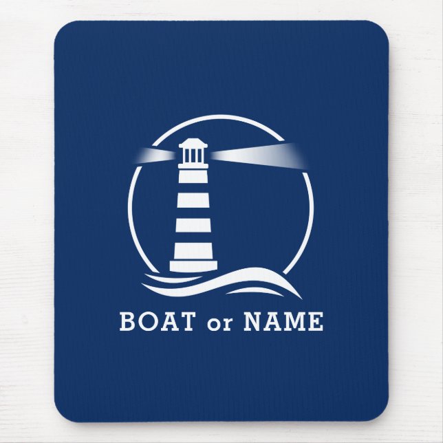 Nautical Lighthouse Ihr Boot oder Name Marine Mousepad (Vorne)