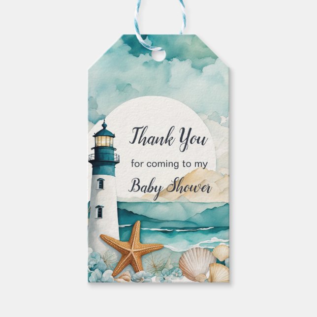 Nautical Lighthouse Kinderdusche Geschenkanhänger (Vorderseite)