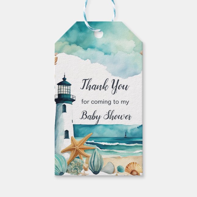 Nautical Lighthouse Kinderdusche Geschenkanhänger (Vorderseite)