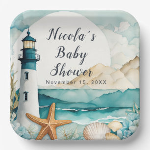 Nautical Lighthouse Kinderdusche Pappteller