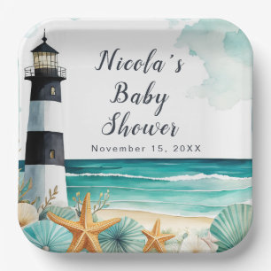 Nautical Lighthouse Kinderdusche Pappteller