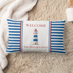 Nautical Lighthouse Red White Blue Streifen Lendenkissen