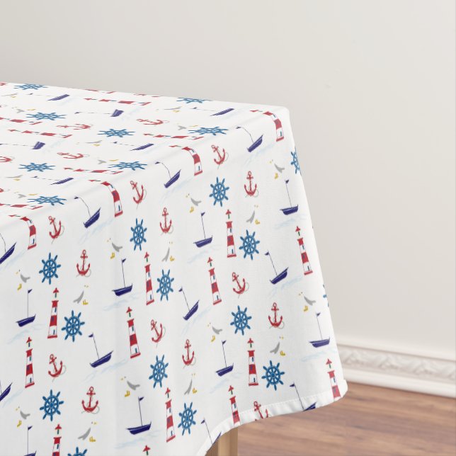 Nautical Lighthouse Sailboat Ocean Rectangle Tischdecke (Beispiel)