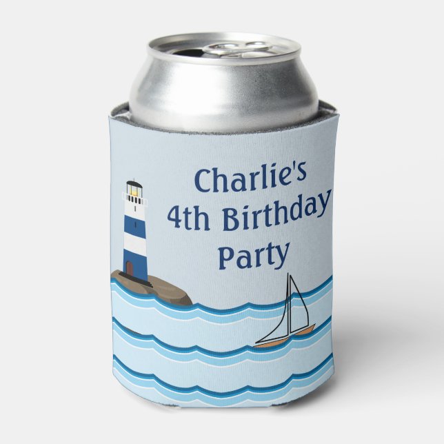 Nautical Lighthouse Scene Custom Birthday Dosenkühler (Kanne Vorderseite)