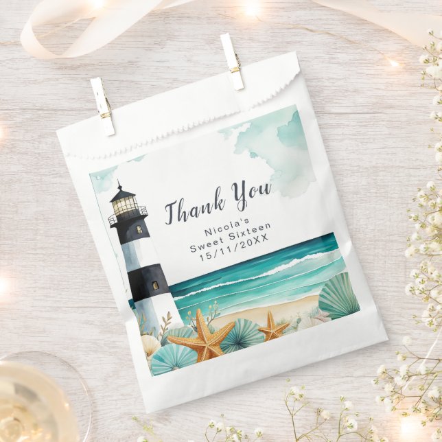 Nautical Lighthouse Sweet Sixteen Geschenktütchen (Ausgeschnitten)