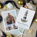 Nautical Lighthouse Wasserfarbe 3 Foto Weihnachten<br><div class="desc">Diese nautische Weihnachtskarte verfügt über einen Leuchtturm in Aquarellfarbe,  der für die Feiertage auf der Vorderseite dekoriert ist,  mit 3 Bildvorlagen auf der Rückseite. Bitte besuchen Sie die Kollektion für passende Produkte oder kontaktieren Sie mich über Zazzle Chat für noch mehr passende Produkte,  andere Farbwege oder Designs.</div>