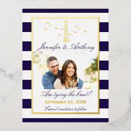 Nautical Lighthouse Wedding Foto Save the Date Folie Einladungspostkarte