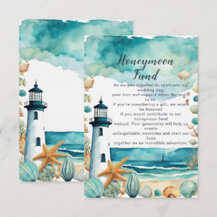 Nautical Lighthouse Wedding Honeymoon Fund Begleitkarte
