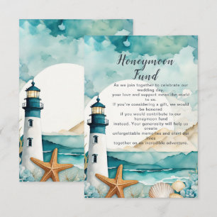 Nautical Lighthouse Wedding Honeymoon Fund Begleitkarte