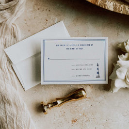 Nautical Lighthouse Wedding RSVP Card Karte