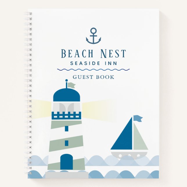 Nautical Lighthouse White Beach House Livre d'or (Devant)
